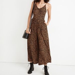 Madewell Shirred Wide-Leg Cami Jumpsuit in Painted Leopard